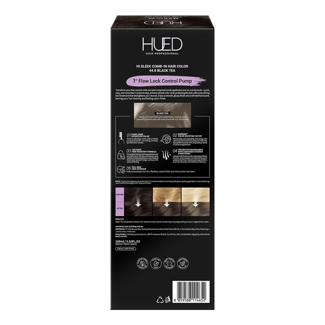 HUED Hi Sleek Comb-In Hair Color - 44.0 Black Tea 160ml