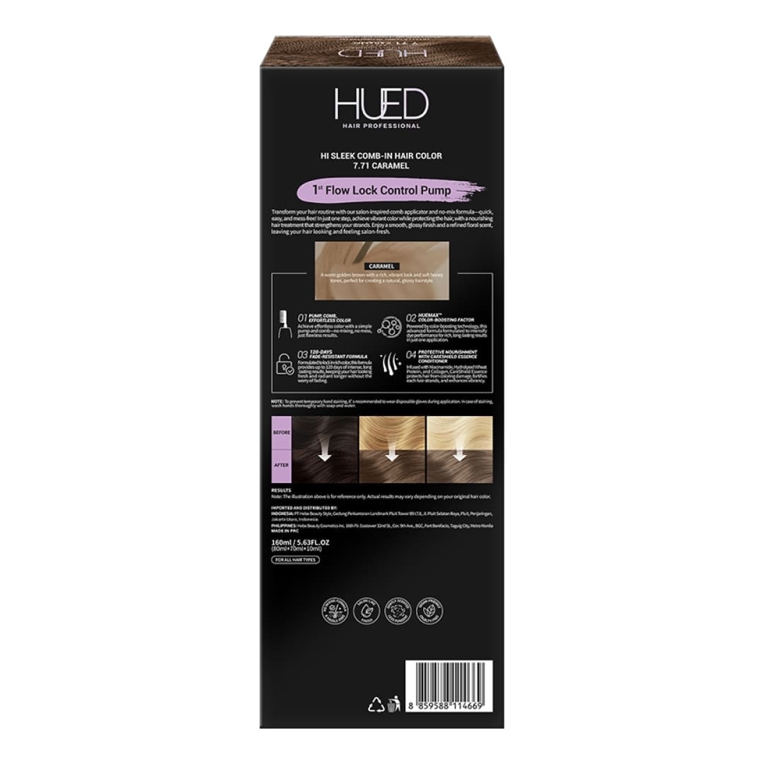 HUED Hi Sleek Comb Hair Color - 7.71 Caramel 160ml