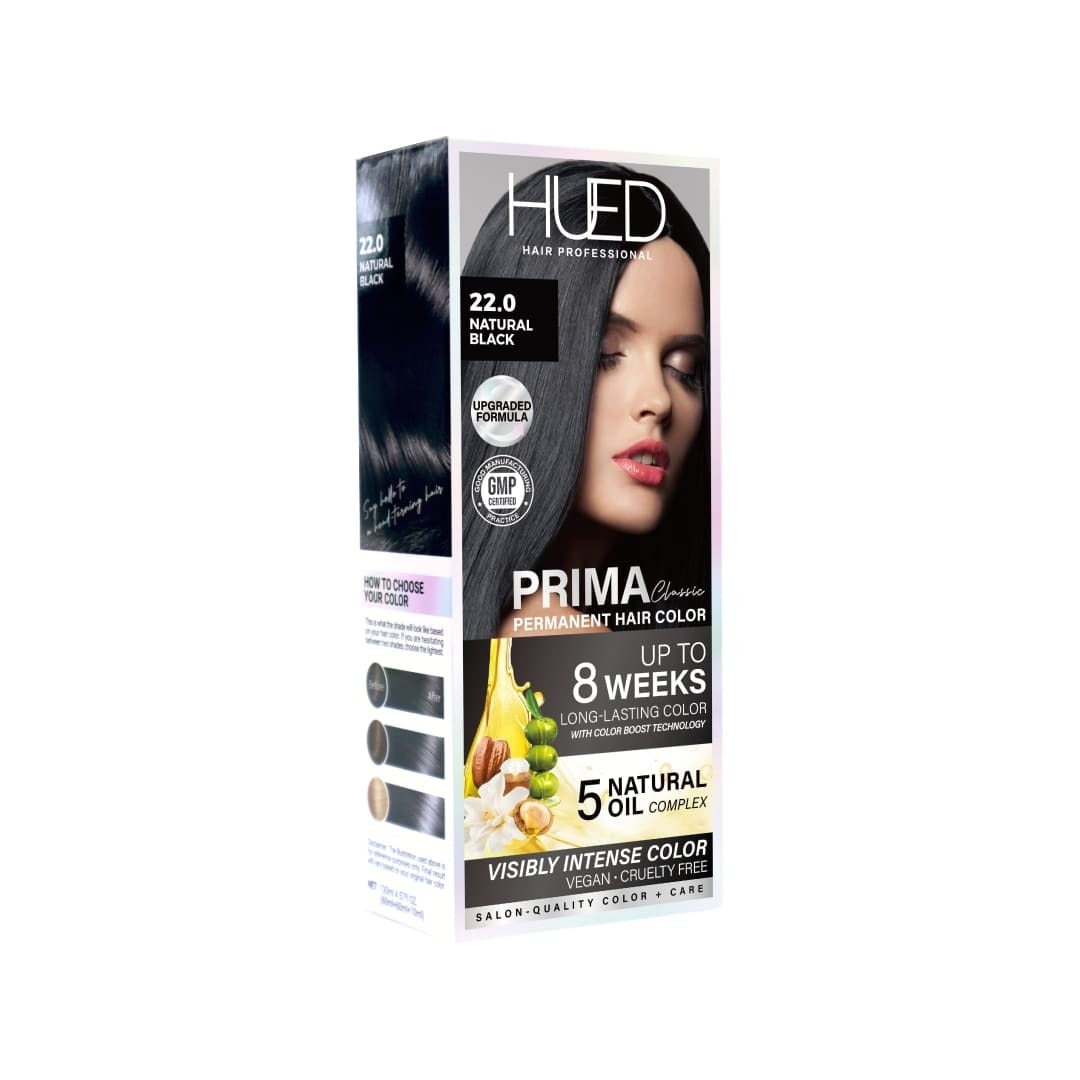 HUED Prima Classic Permanent Hair Color Upgraded Formula 22 Natural Black