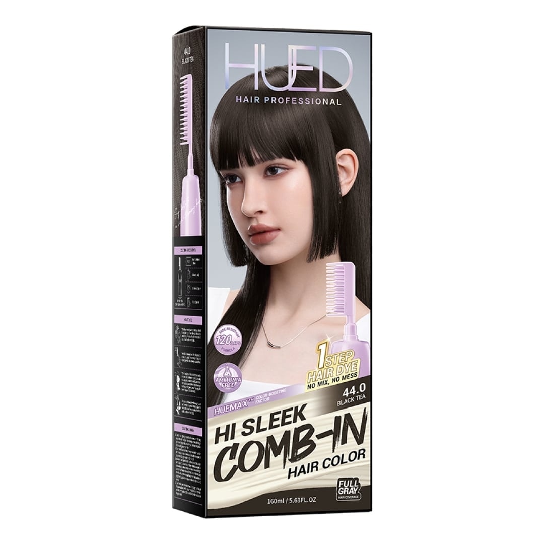 HUED Hi Sleek Comb-In Hair Color - 44.0 Black Tea 160ml