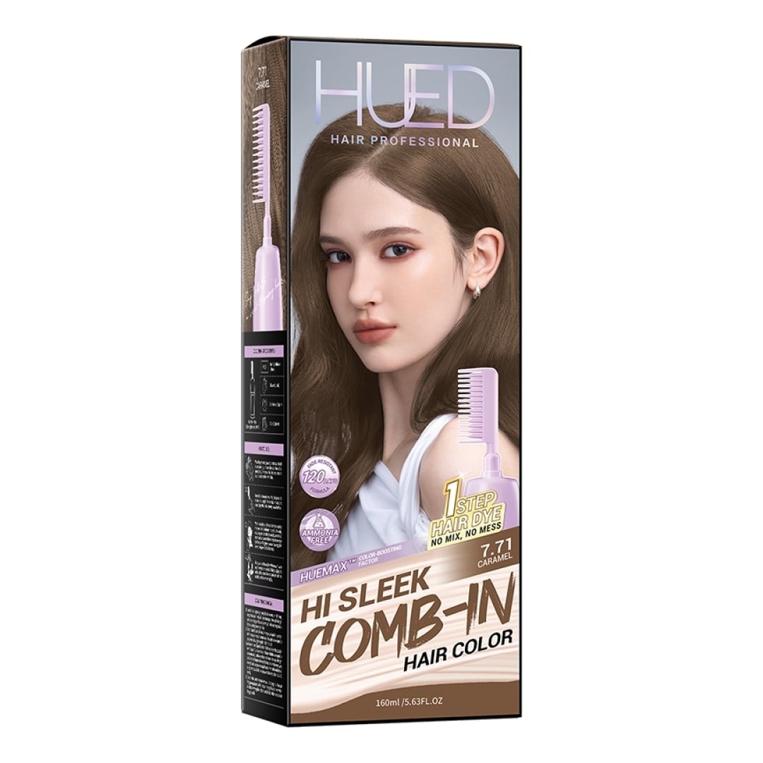 HUED Hi Sleek Comb Hair Color - 7.71 Caramel 160ml