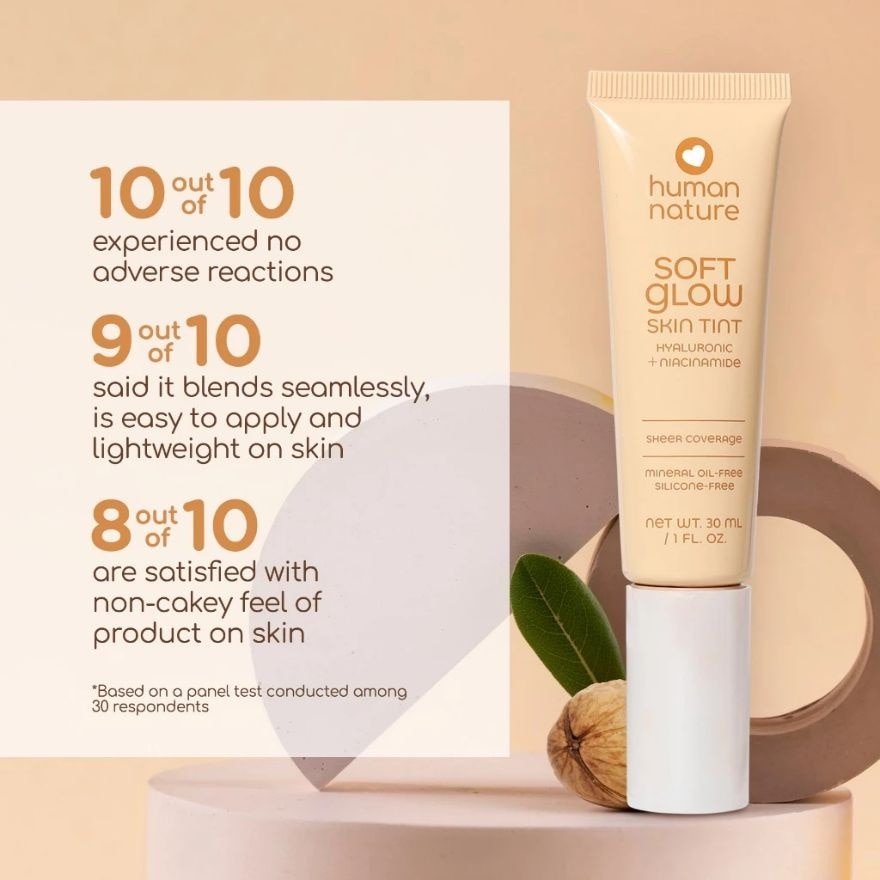 HUMAN NATURE Soft Glow Skin Tint with Hyaluronic + Niacinamide 30ml Cashew