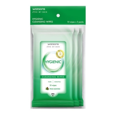 WATSONS Antibacterial Cleansing Wipes Cooling Mint Scented 10s x 3 packs