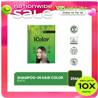 ICOLOR - Organic Hair Dye Shampoo 25ml Black