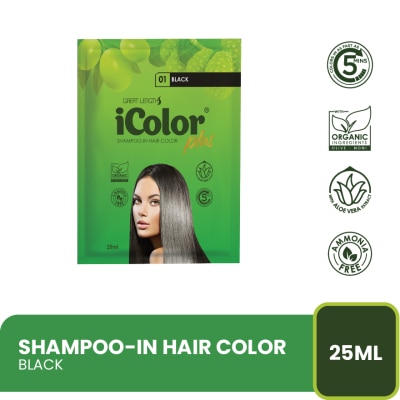 ICOLOR Organic Hair Dye Shampoo 25ml Black
