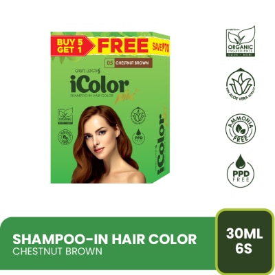 ICOLOR Plus Shampoo-In Hair Color Chestnut Brown 30ml 5+1 FREE