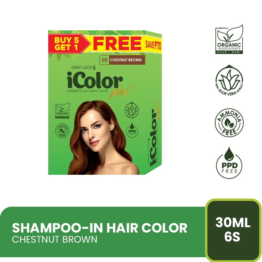 Plus Shampoo-In Hair Color Chestnut Brown 30ml 5+1 FREE