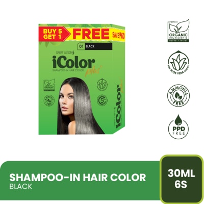 ICOLOR Plus Shampoo-In Hair Color Black 25ml 5+1 FREE