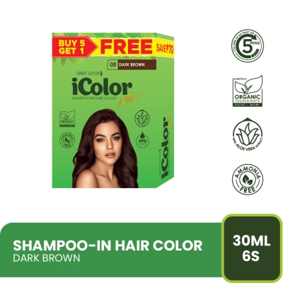 ICOLOR Plus Shampoo-In Hair Color Dark Brown 30ml 5+1 FREE