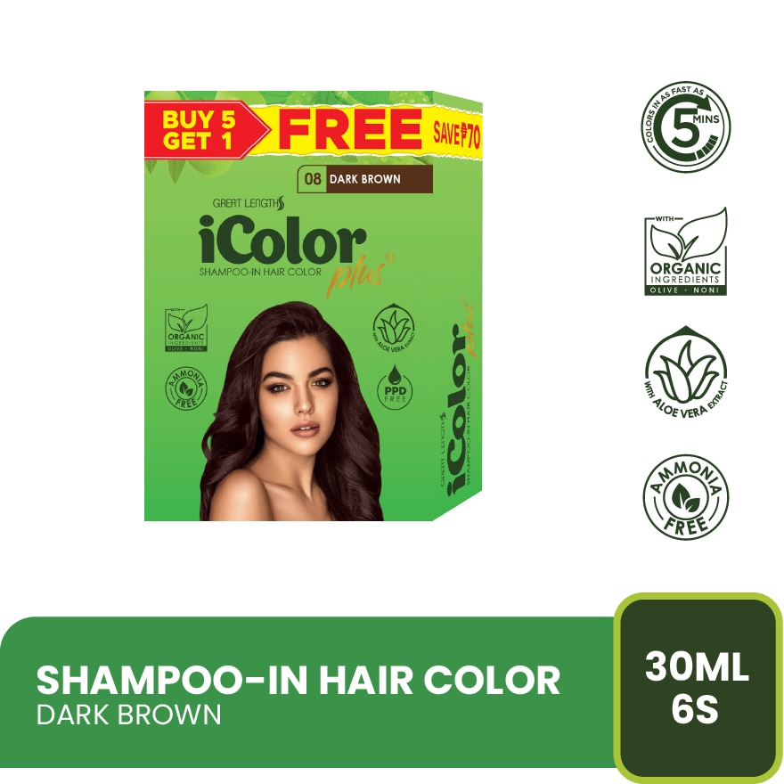 Plus Shampoo-In Hair Color Dark Brown 30ml 5+1 FREE