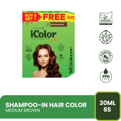 ICOLOR Plus Shampoo-In Hair Color Medium Brown 30ml 5+1 FREE