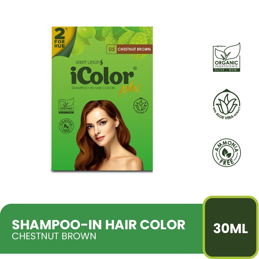 ICOLOR PLUS SHAMPOO DYE 2 FOR HUE CHESTNUT BROWN 30ML