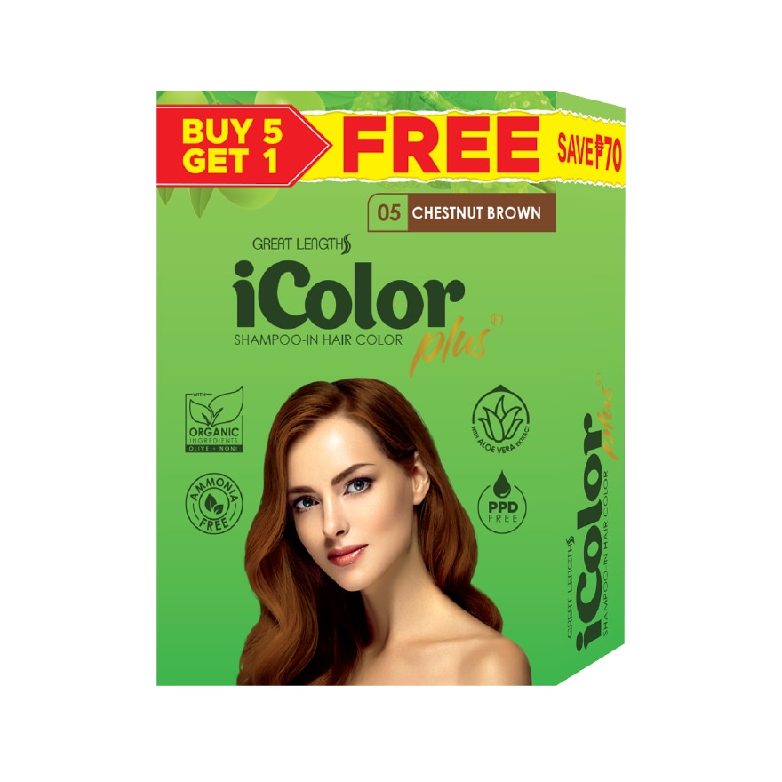 Plus Shampoo-In Hair Color Chestnut Brown 30ml 5+1 FREE