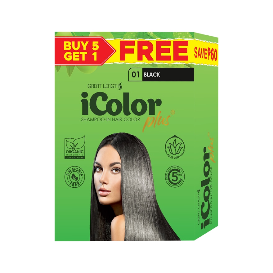 Plus Shampoo-In Hair Color Black 25ml 5+1 FREE