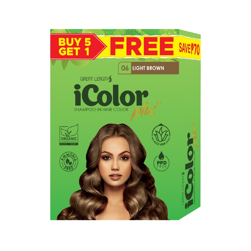 Plus Shampoo-In Hair Color Light Brown 30ml 5+1 FREE