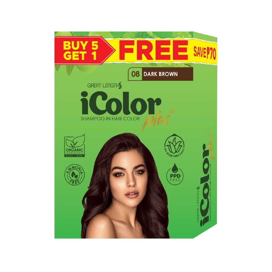 Plus Shampoo-In Hair Color Dark Brown 30ml 5+1 FREE