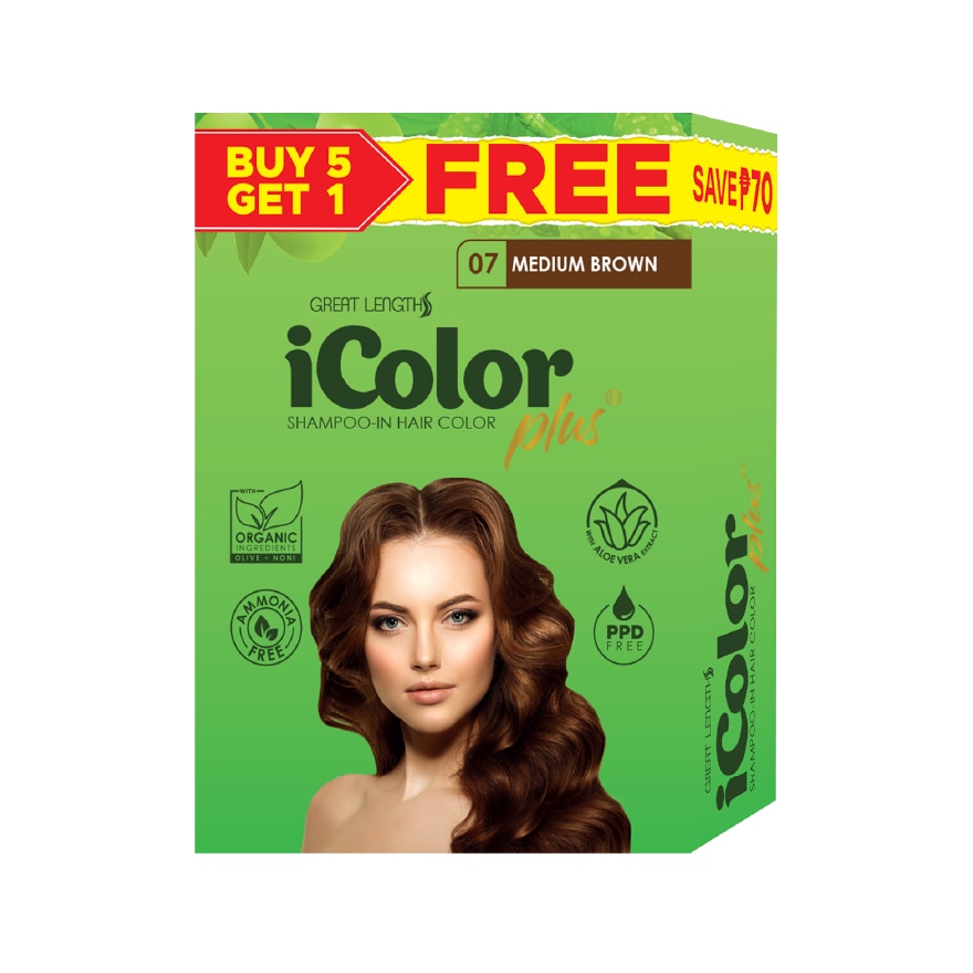 Plus Shampoo-In Hair Color Medium Brown 30ml 5+1 FREE