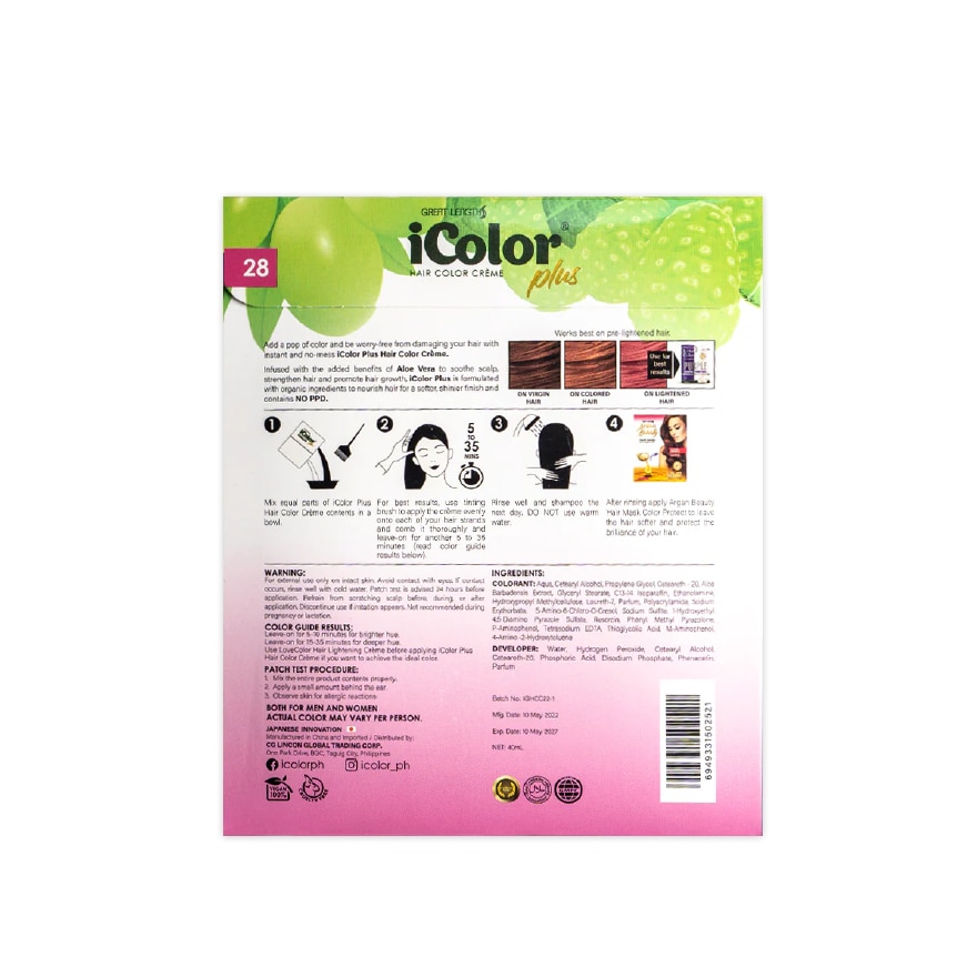 Plus Shampoo Hair Color Creme Ash Pink 40ml