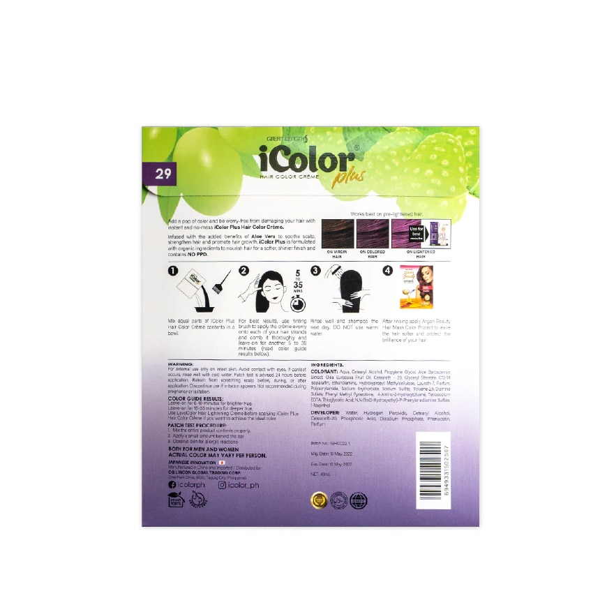 Plus Shampoo Hair Color Creme Ash Purple 40ml