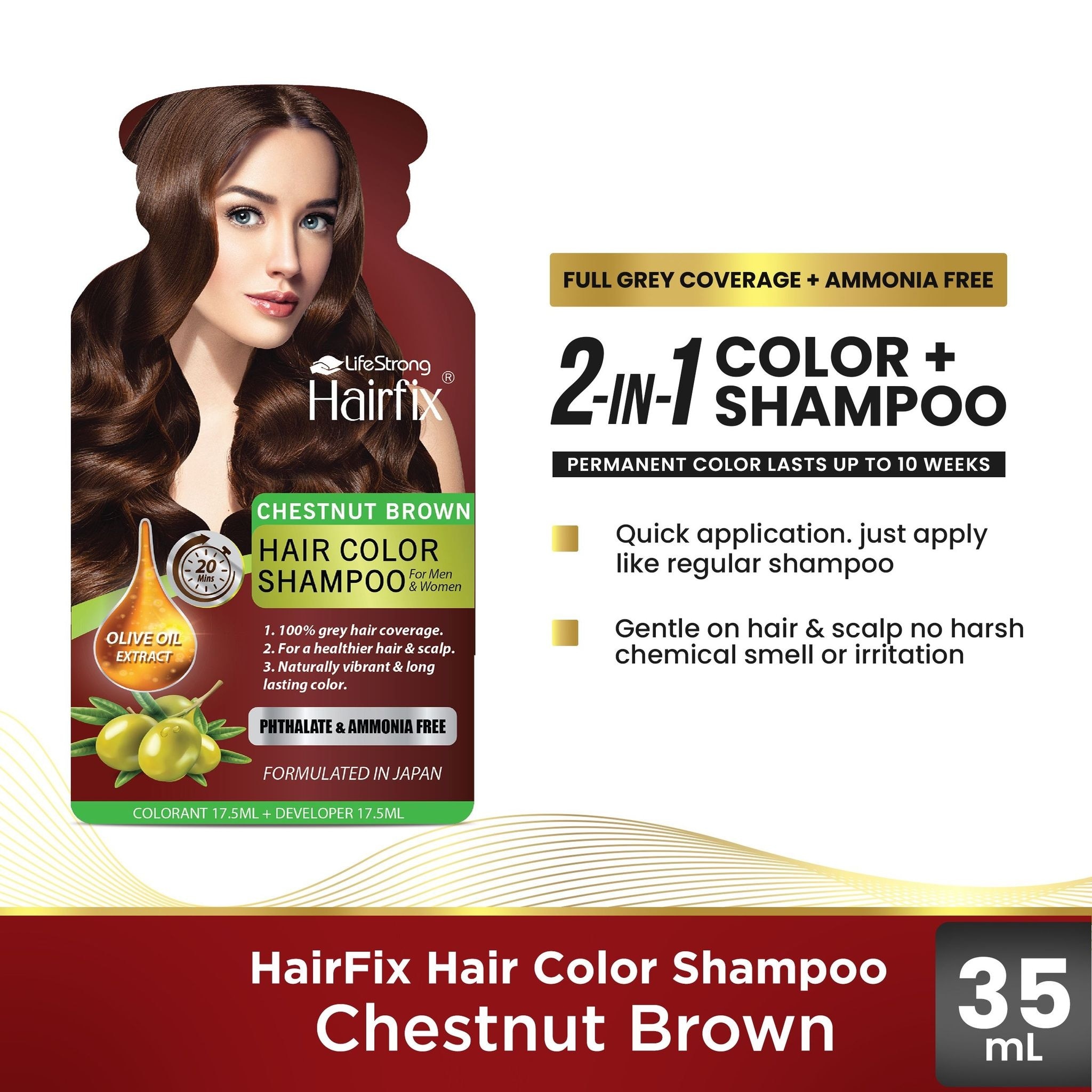 Chestnut Brown Hair Color Shampoo 35ml