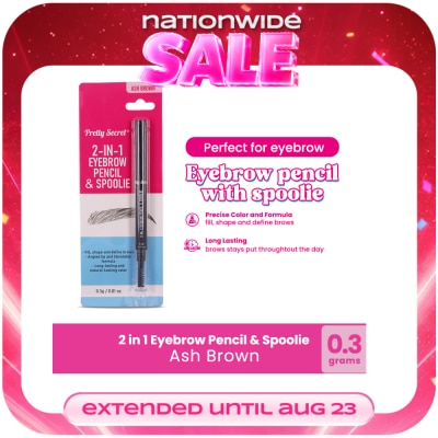 PRETTY SECRET - 2-in-1 Eyebrow Perncil and Spoolie 0.3G - Ash Brown image