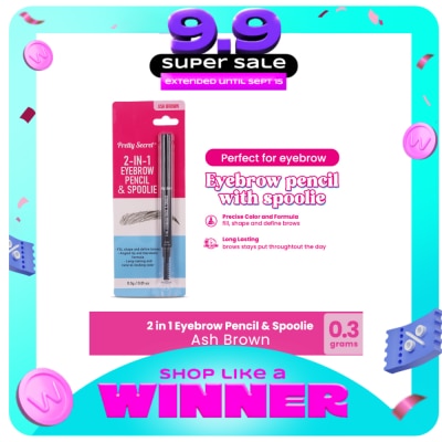 PRETTY SECRET - 2-in-1 Eyebrow Perncil and Spoolie 0.3G - Ash Brown image