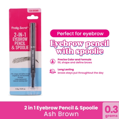 PRETTY SECRET - 2-in-1 Eyebrow Perncil and Spoolie 0.3G - Ash Brown