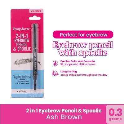 PRETTY SECRET 2-in-1 Eyebrow Perncil and Spoolie 0.3G - Ash Brown
