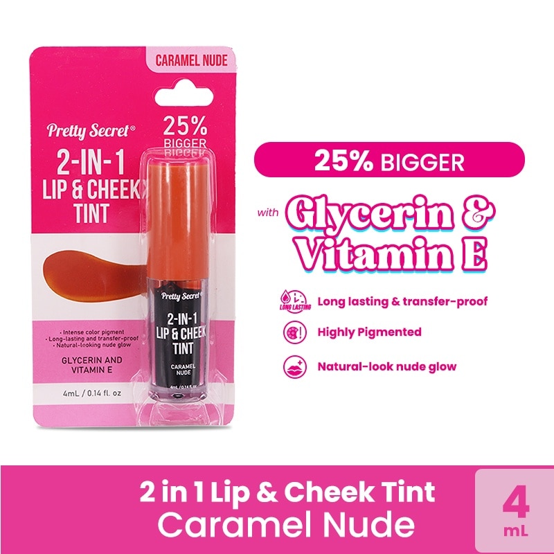 PRETTY SCERET 2-in-1 Lip & Cheek Tint - Caramel Nude 4ml