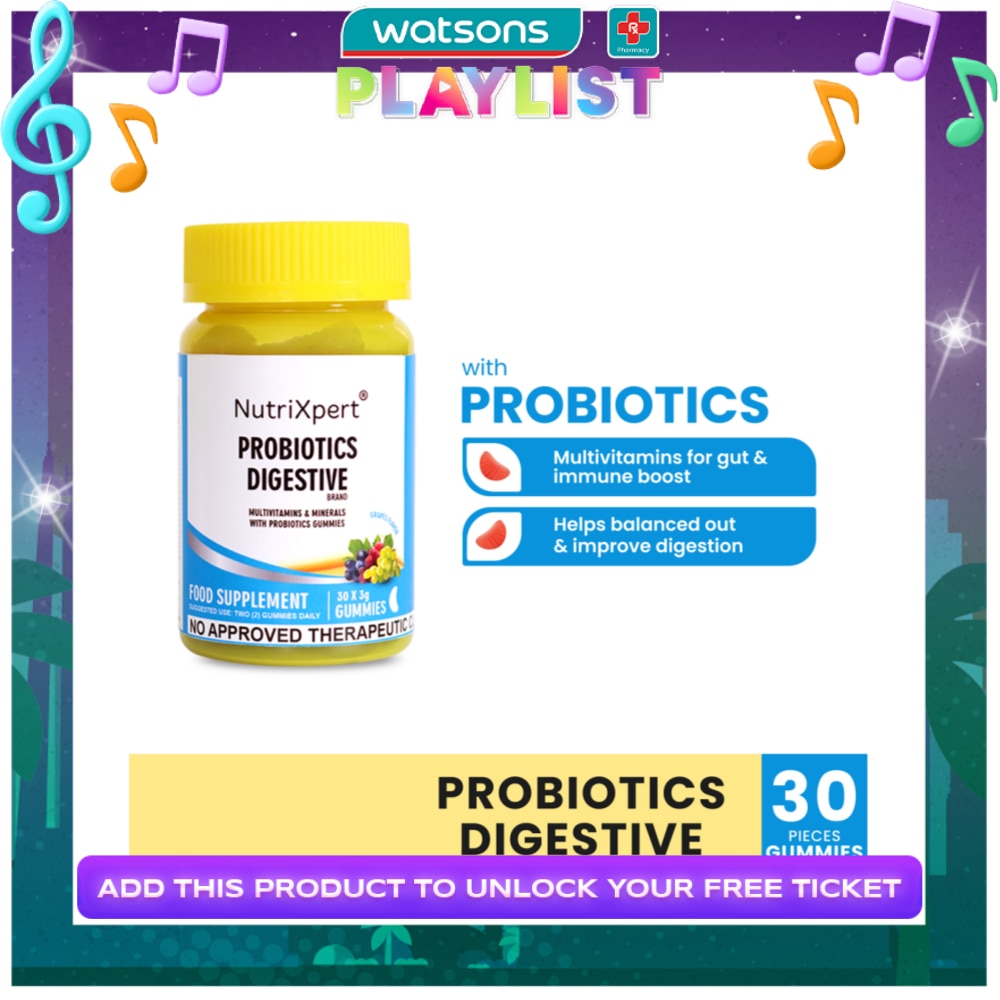 NUTRIXPERT Probiotics Digestive Gummies Multivitamins & Minerals Grapes 30s