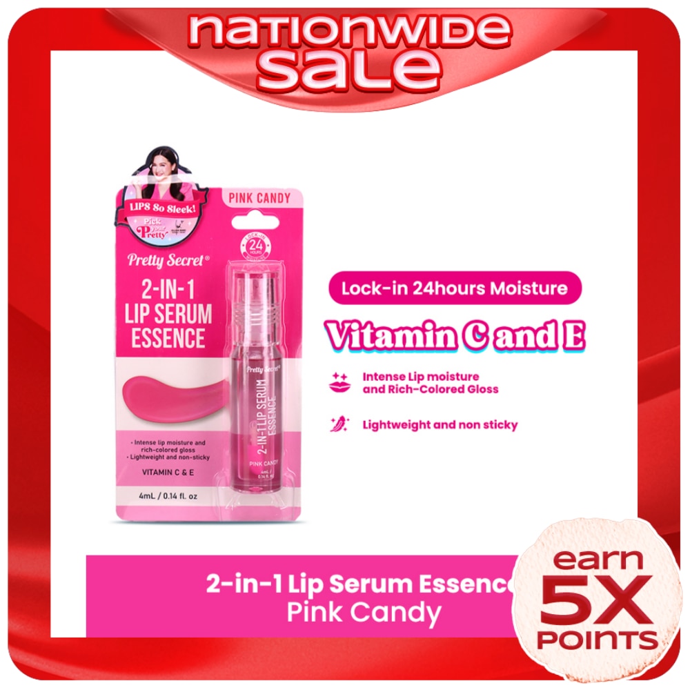 PRETTY SECRET 2-in-1 Lip Serum Essence Pink Candy 4ml