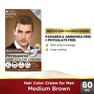 HAIRFIX Medium Brown Hair Color Cream for Men 60ml