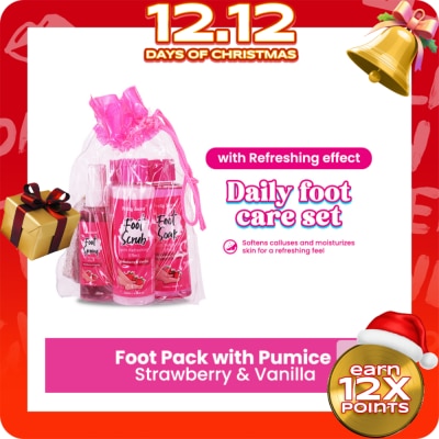 PRETTY SECRET Strawberry and Vanilla Foot Pack with Pumice 4 x 120ml