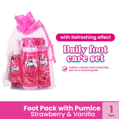 PRETTY SECRET - Strawberry and Vanilla Foot Pack with Pumice 4 x 120ml