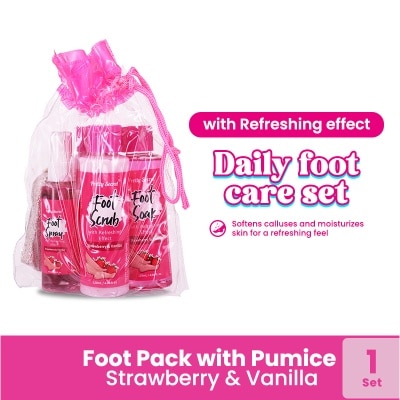 PRETTY SECRET Strawberry and Vanilla Foot Pack with Pumice 4 x 120ml