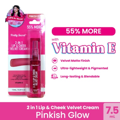 PRETTY SECRET - 2-In-1 Lip and Cheek Velvet Cream Pinkish Glow 3ML