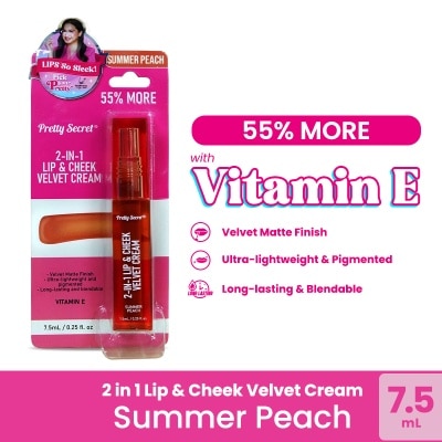 PRETTY SECRET 2-In-1 Lip and Cheek Velvet Cream Summer Peach 3ML