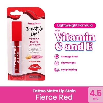 PRETTY SECRET Tattoo Matte Lip Stain Fierce Red 4.5ml