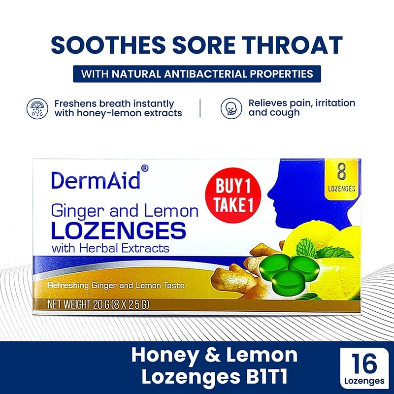 Dermaid C Ginger And Lemon Lozenges 8S