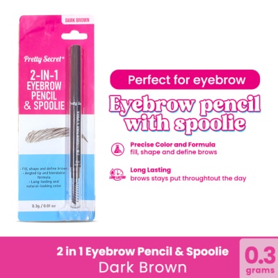 PRETTY SECRET - 2-in-1 Eyebrow Pencil and Spoolie 0.3G - Dark Brown