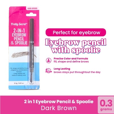PRETTY SECRET 2-in-1 Eyebrow Pencil and Spoolie 0.3G - Dark Brown