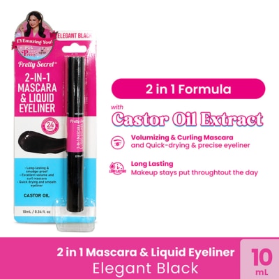 PRETTY SECRET - 2-in-1 Mascara and Liquid Eyeliner 10ML - Elegant Black