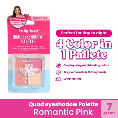 PRETTY SECRET Quad Eyeshadow Palette - Romantic Pink 7g