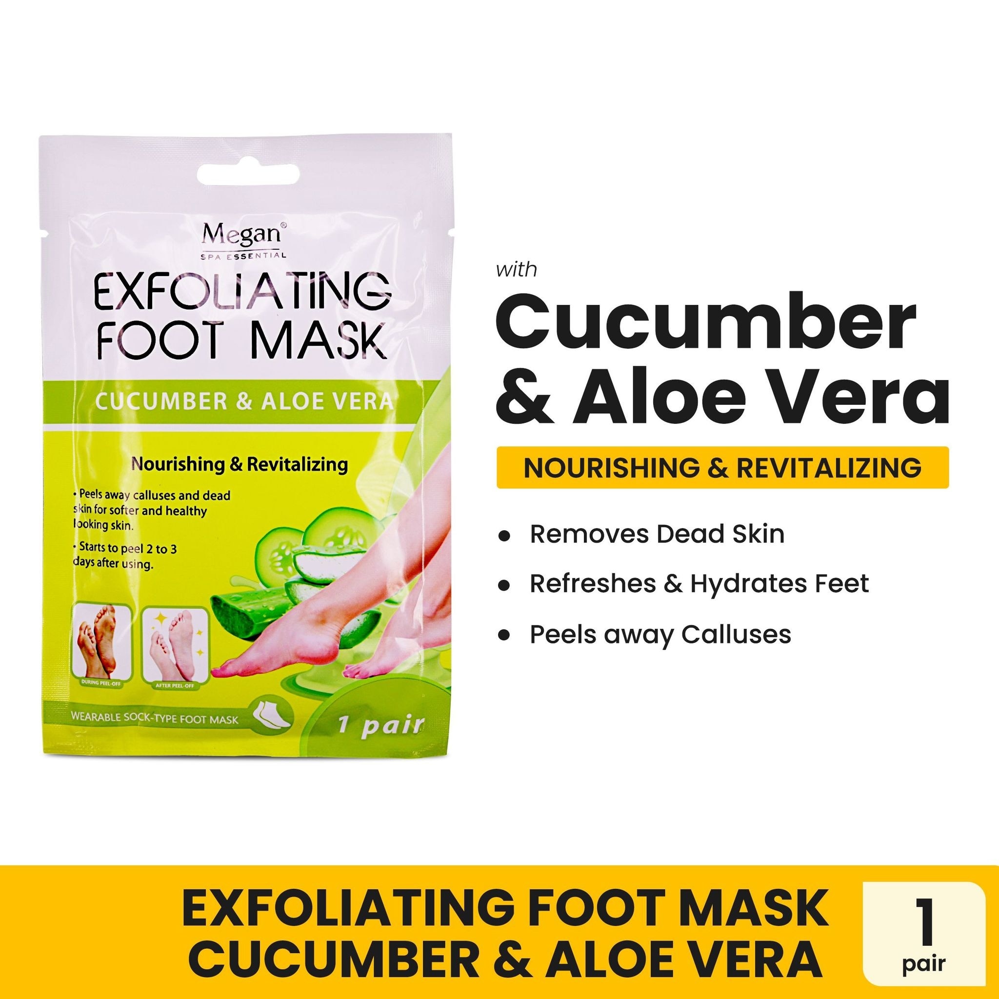 Megan Exfoliating Foot Mask - Cucumber & Aloe Vera