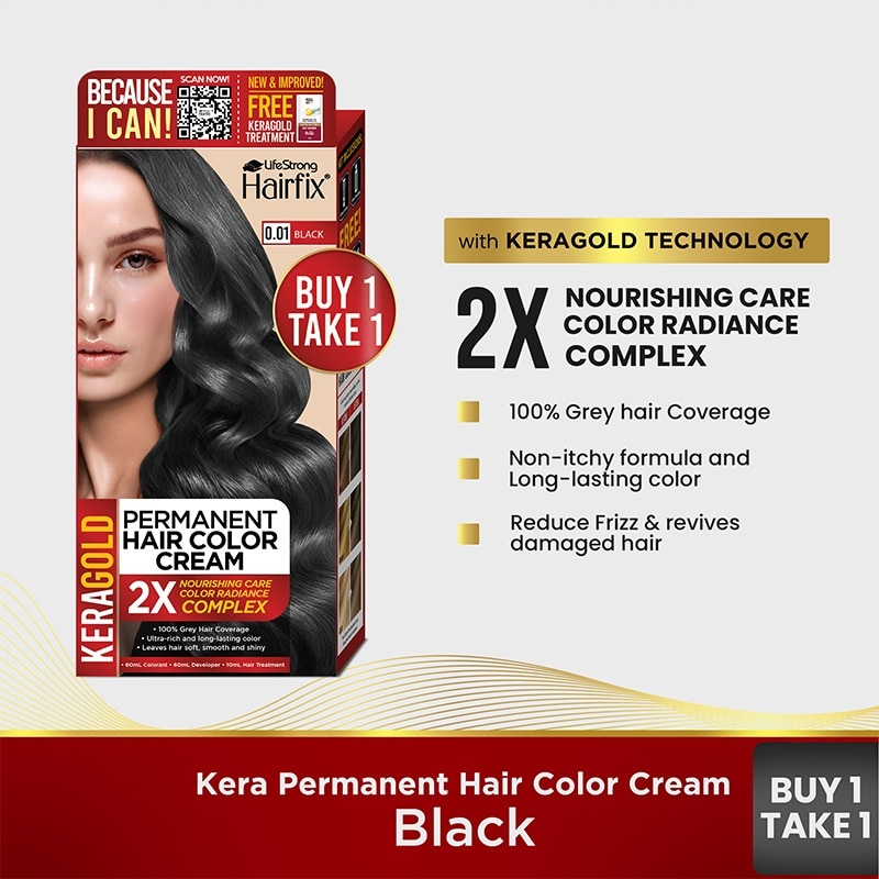 Hairfix Keragold Permanent Hair Color Cream 120Ml Black