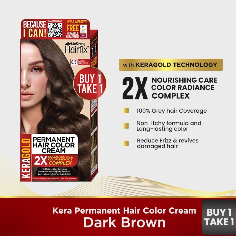 Hairfix Keragold Permanent Hair Color Cream 120Ml Dark Brown