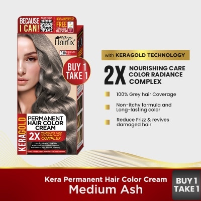 HAIRFIX Hairfix Keragold Permanent Hair Color Cream 120Ml  Medium Ash