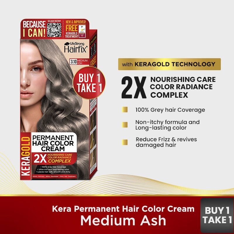 Hairfix Keragold Permanent Hair Color Cream 120Ml  Medium Ash