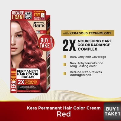 HAIRFIX Hairfix Keragold Permanent Hair Color Cream Kit 120Ml  Red
