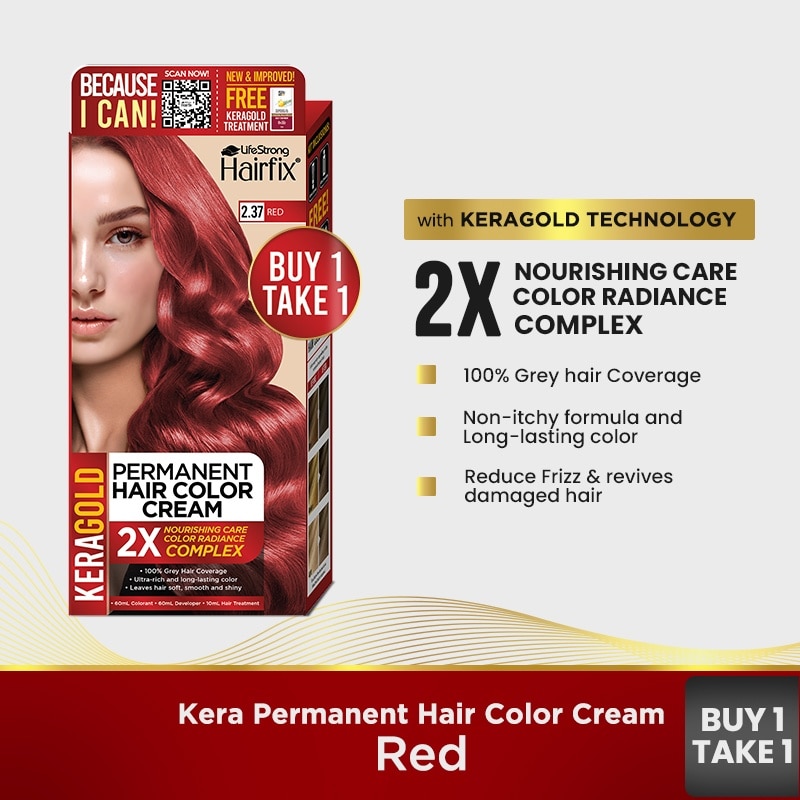 Hairfix Keragold Permanent Hair Color Cream Kit 120Ml  Red